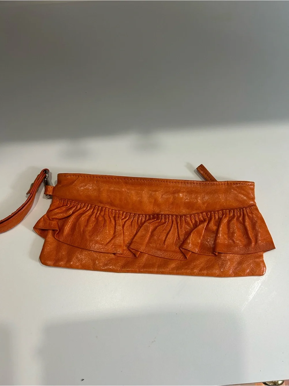 VTG Cammie Hill NY Orange Soft Leather Wristlet